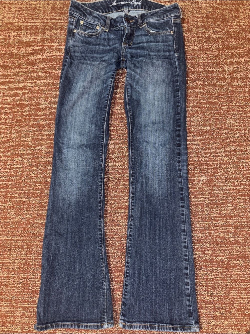 American Eagle favorite boyfriend ultra low rise y2k jeans dark wash whiskered 4